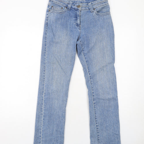 BHS Womens Blue Cotton Straight Jeans Size 12 Regular Zip
