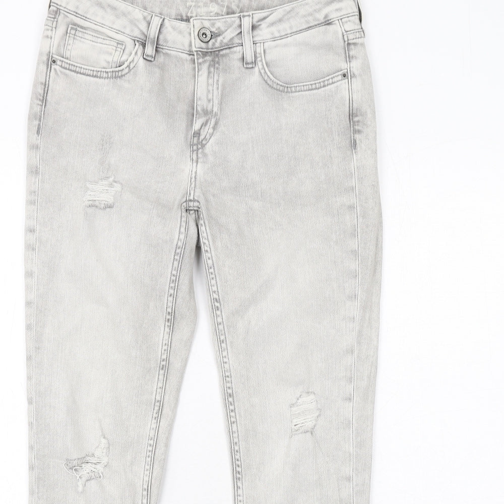 Zara Womens Grey Cotton Skinny Jeans Size 10 Regular Zip