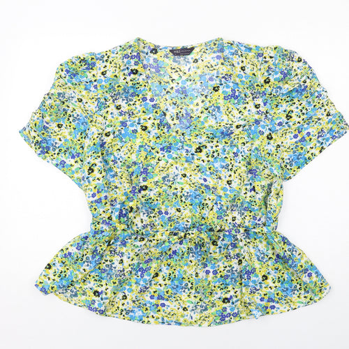 Marks and Spencer Womens Multicoloured Floral Polyester Basic Blouse Size 18 V-Neck