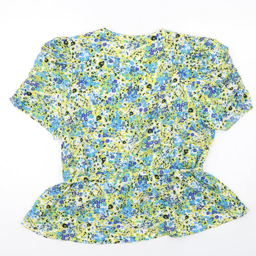Marks and Spencer Womens Multicoloured Floral Polyester Basic Blouse Size 18 V-Neck