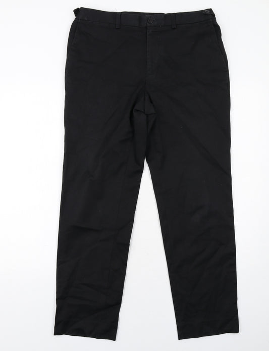 Autograph Mens Black Cotton Dress Pants Trousers Size 34 in L31 in Regular Zip