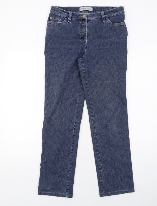 MICHELE Womens Blue Cotton Straight Jeans Size 12 Regular Zip