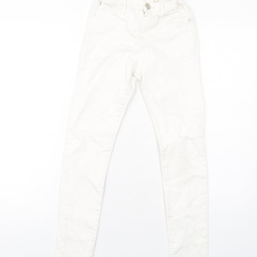 River Island Girls White Cotton Skinny Jeans Size 11 Years Regular Button