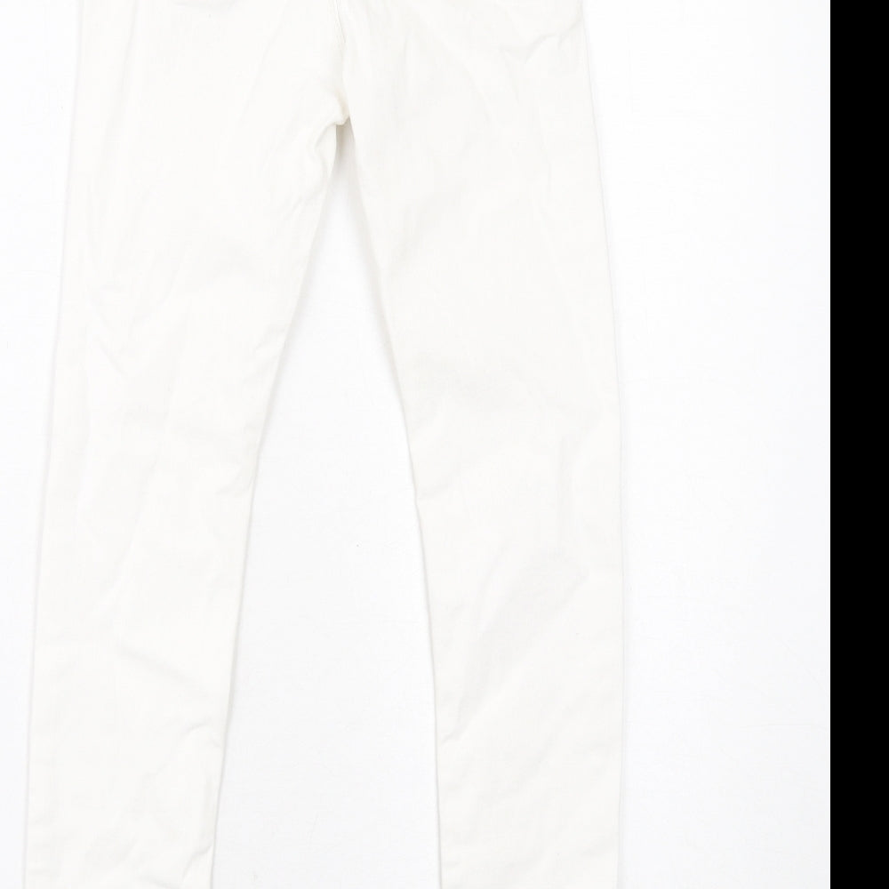 River Island Girls White Cotton Skinny Jeans Size 11 Years Regular Button