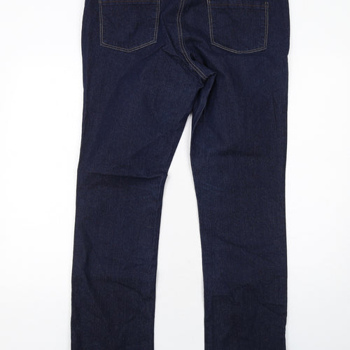 Dorothy Perkins Womens Blue Cotton Straight Jeans Size 16 Regular Zip