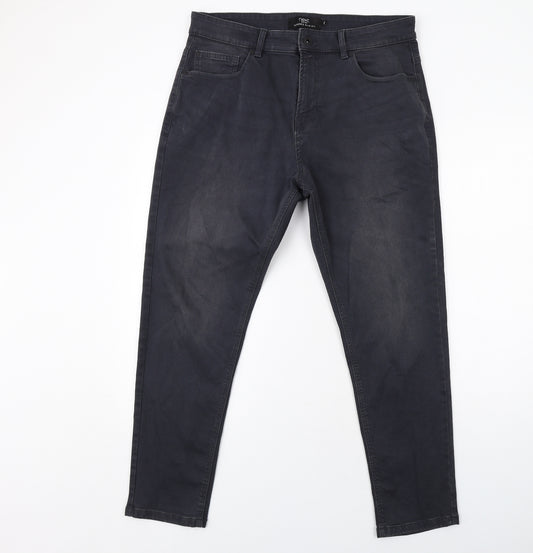 NEXT Mens Grey Cotton Straight Jeans Size 34 in Slim Zip