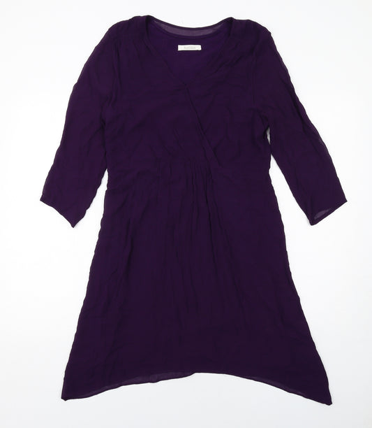 Kaliko Womens Purple Viscose A-Line Size 14 V-Neck Pullover