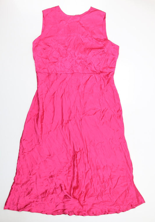 Marks and Spencer Womens Pink Viscose Maxi Size 22 Round Neck Zip