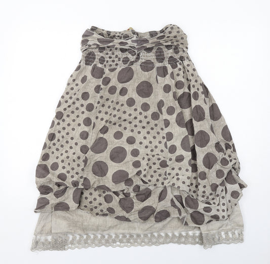 Joe Browns Womens Brown Polka Dot Cotton Peasant Skirt Size M