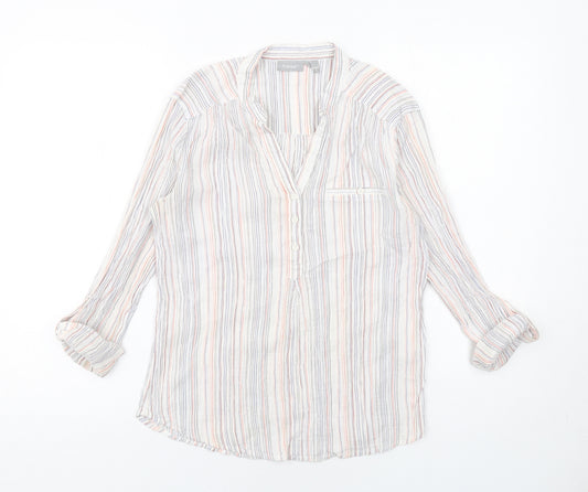 fransa Womens Multicoloured Striped Cotton Basic Blouse Size XS V-Neck