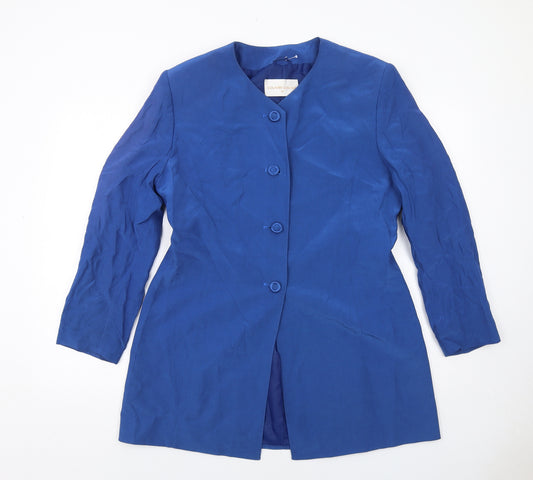 Country Casuals Womens Blue Jacket Blazer Size 14 Button