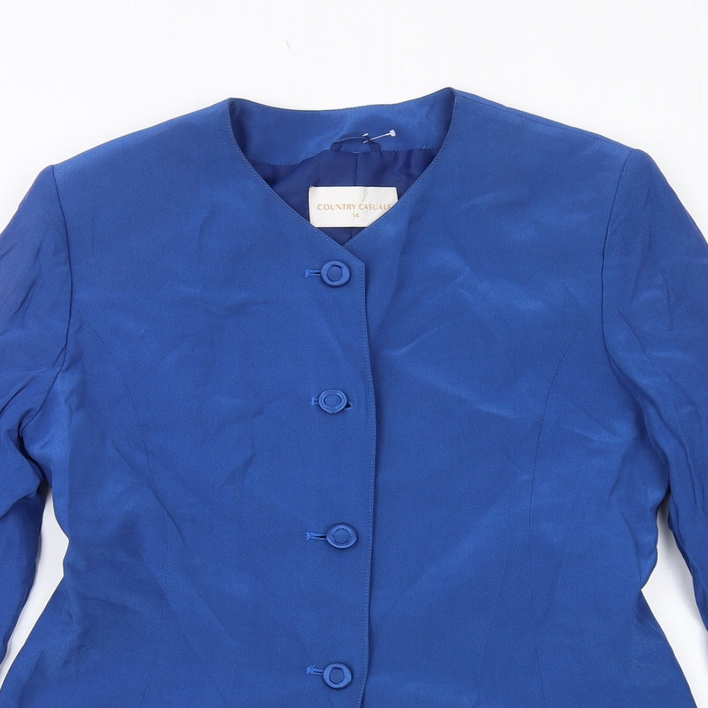 Country Casuals Womens Blue Jacket Blazer Size 14 Button