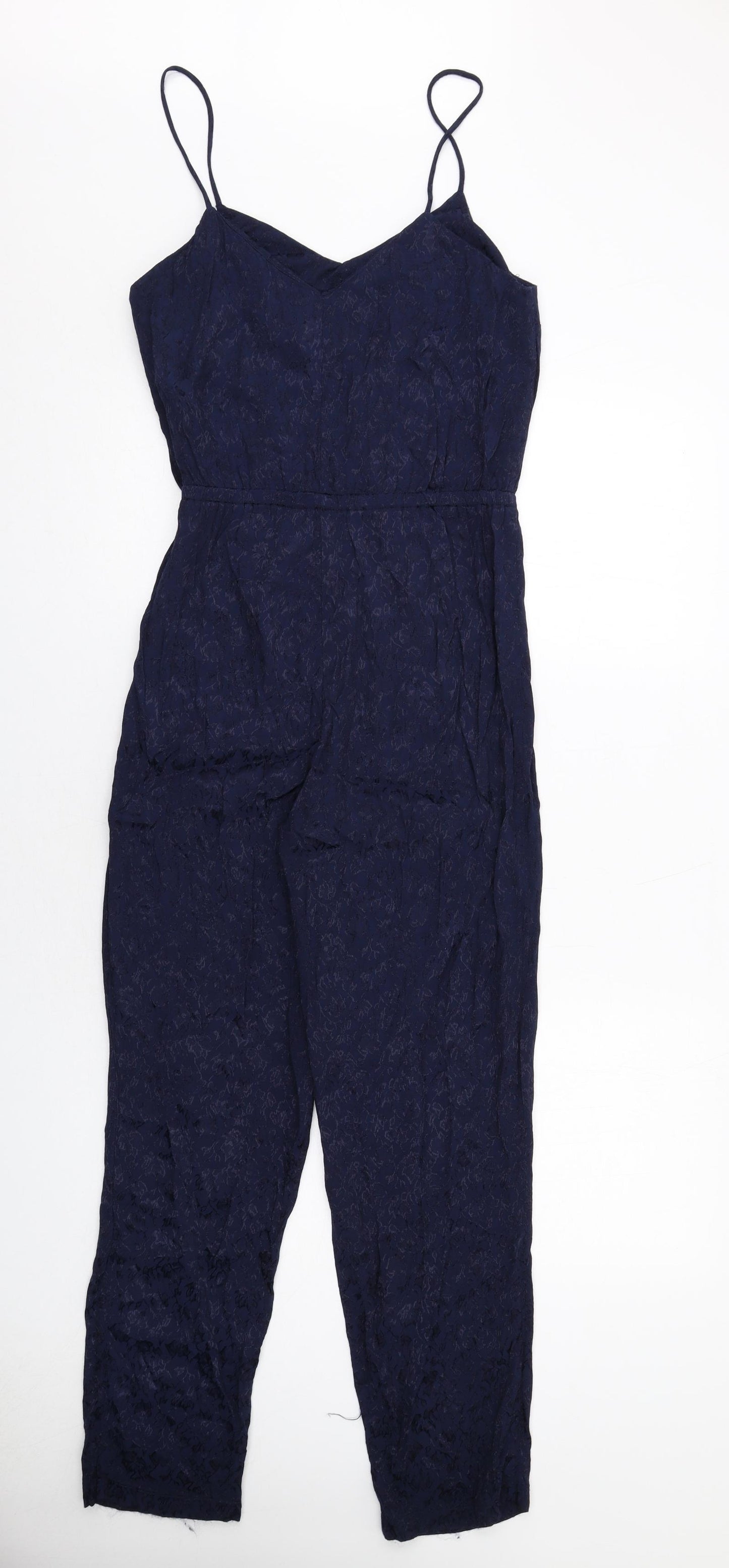 Topshop Womens Blue Floral Viscose Jumpsuit One-Piece Size 10 Pullover