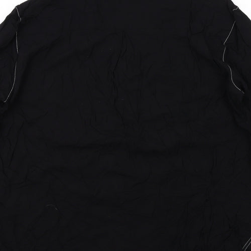 Zara Womens Black Viscose Basic Button-Up Size L Collared