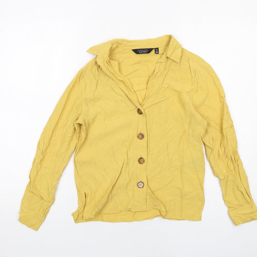 & Other Stories Womens Yellow Viscose Basic Button-Up Size 6 Collared