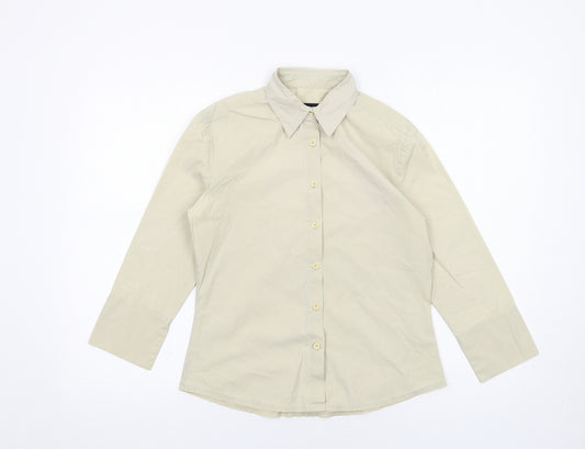 French Connection Womens Beige Cotton Basic Button-Up Size S Collared