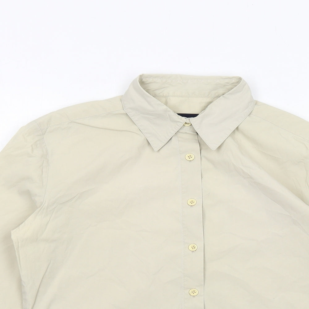 French Connection Womens Beige Cotton Basic Button-Up Size S Collared