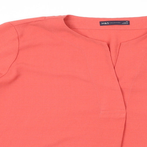 Marks and Spencer Womens Pink Polyester Basic Blouse Size 20 V-Neck