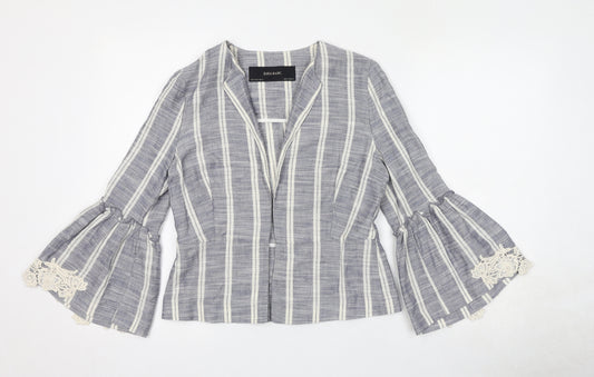 Zara Womens Blue Striped Jacket Blazer Size XS - Crocheted Lace Detail