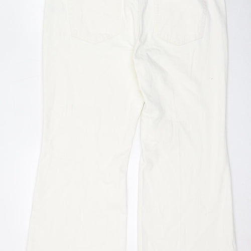 Marks and Spencer Womens Beige Cotton Flared Jeans Size 20 L27.5 in Regular Button - Short Leg
