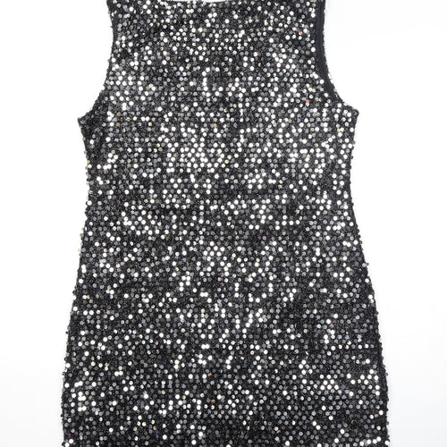 Izabel London Womens Black Polyester Tank Dress Size 16 Round Neck Pullover