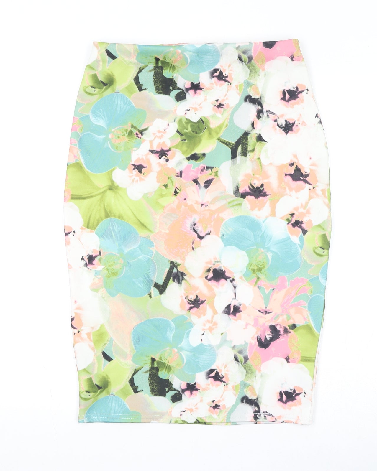 Missguided Womens Multicoloured Floral Polyester Bandage Skirt Size 12