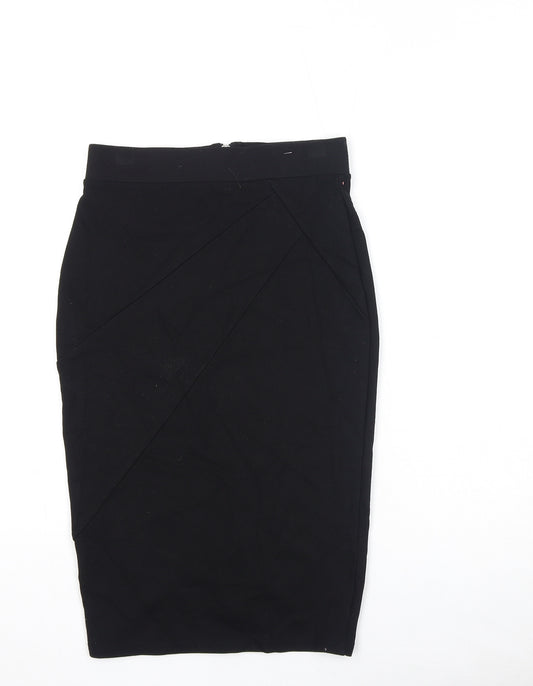 Miss Selfridge Womens Black Viscose Straight & Pencil Skirt Size 6 Zip