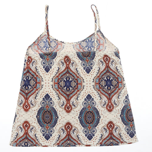 Boohoo Womens Multicoloured Geometric Polyester Camisole Tank Size 12 Scoop Neck - Mosaic Print