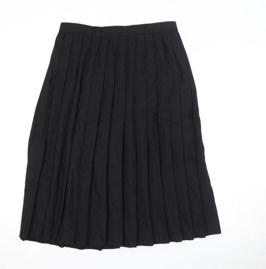 Debenhams Womens Black Polyester Pleated Skirt Size 14 Button