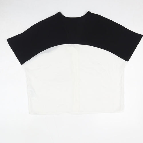 ASOS Womens Black Colourblock Polyester Basic Button-Up Size 8 V-Neck