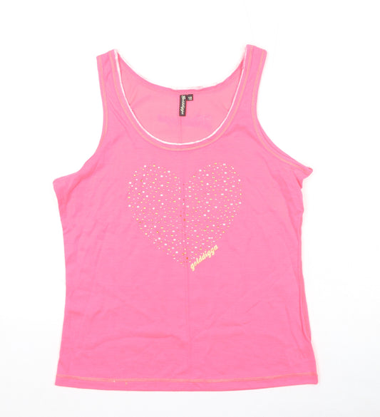 Golddigga Womens Pink Polyester Basic Tank Size 16 Scoop Neck