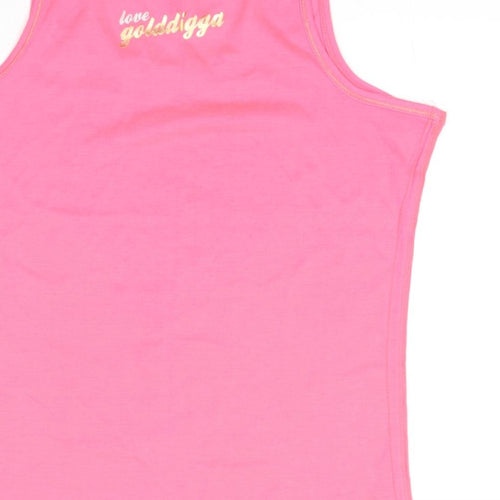 Golddigga Womens Pink Polyester Basic Tank Size 16 Scoop Neck