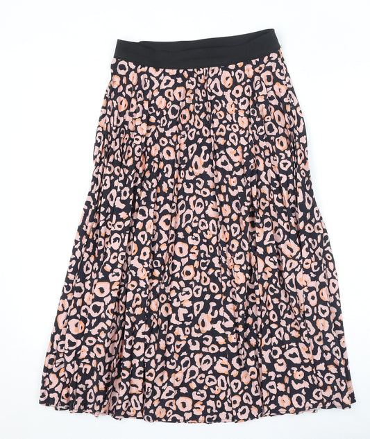 Red Herring Womens Black Animal Print Polyester Peasant Skirt Size 12 - Leopard Pattern