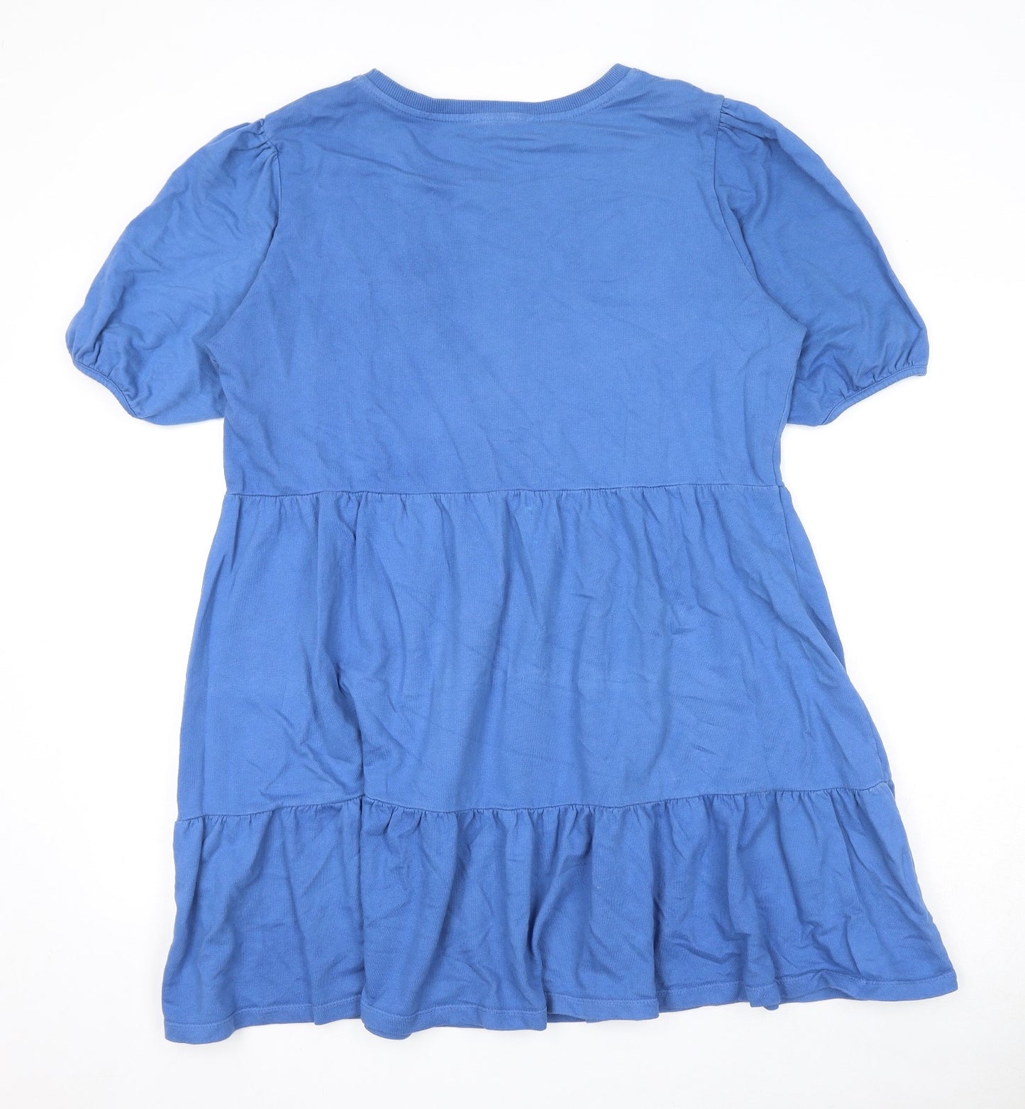 New Look Womens Blue Cotton T-Shirt Dress Size 18 Roll Neck Pullover