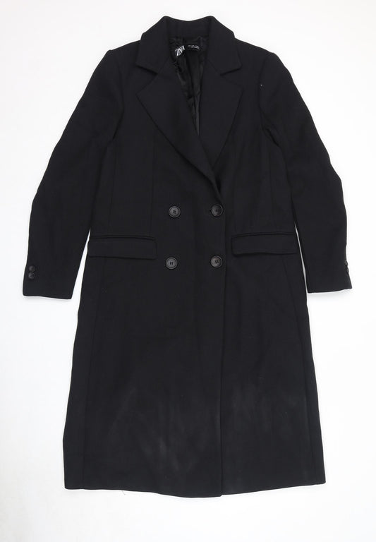Zara Womens Black Pea Coat Coat Size S Button