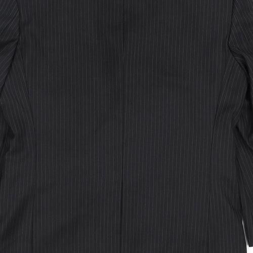 Greenwoods Mens Black Striped Polyester Jacket Suit Jacket Size 40 Regular