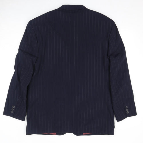 Brook Taverner Mens Blue Striped Wool Jacket Suit Jacket Size 40 Regular