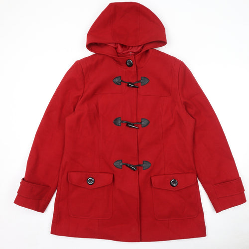 BHS Womens Red Pea Coat Coat Size 16 Toggle - Duffle Coat
