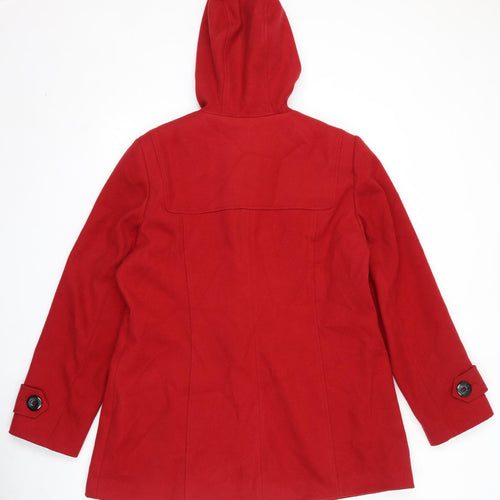BHS Womens Red Pea Coat Coat Size 16 Toggle - Duffle Coat