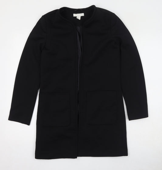 H&M Womens Black Overcoat Coat Size 6