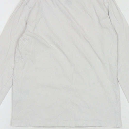 H&M Girls White 100% Cotton Basic T-Shirt Size 7-8 Years Round Neck Pullover
