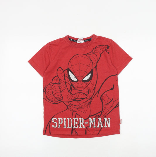 NEXT Boys Red Cotton Basic T-Shirt Size 8 Years Crew Neck Pullover - Spider-Man