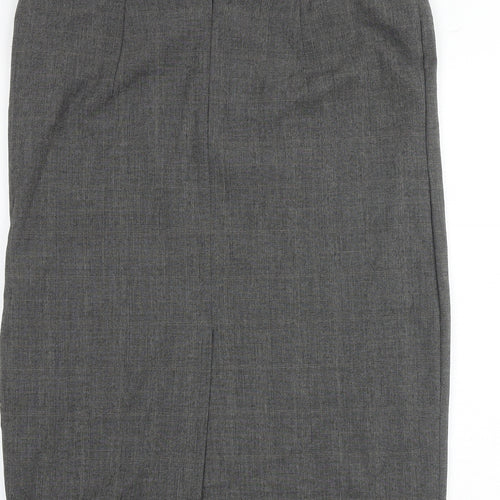 Marks and Spencer Womens Grey Check Polyester Straight & Pencil Skirt Size 14 Zip