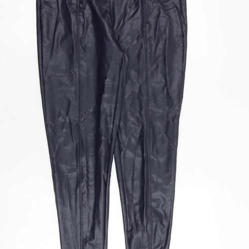 Marks and Spencer Womens Black Polyester Jegging Trousers Size 12 Regular - Faux Leather Style
