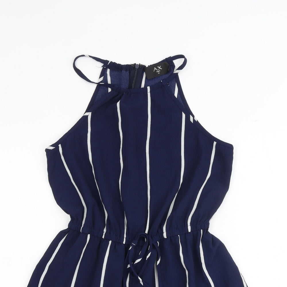 AX Paris Womens Blue Striped Polyester Playsuit One-Piece Size 10 Zip