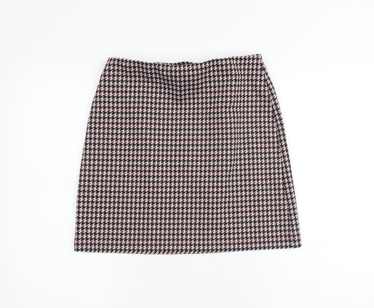 Marks and Spencer Womens Multicoloured Geometric Polyester A-Line Skirt Size 10 - Houndstooth Pattern