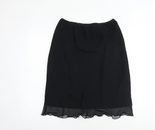 Dorothy Perkins Womens Black Polyester A-Line Skirt Size 16 - Sheer overlay