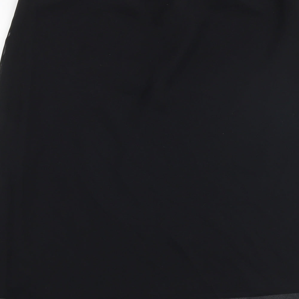 Dorothy Perkins Womens Black Polyester A-Line Skirt Size 16 - Sheer overlay