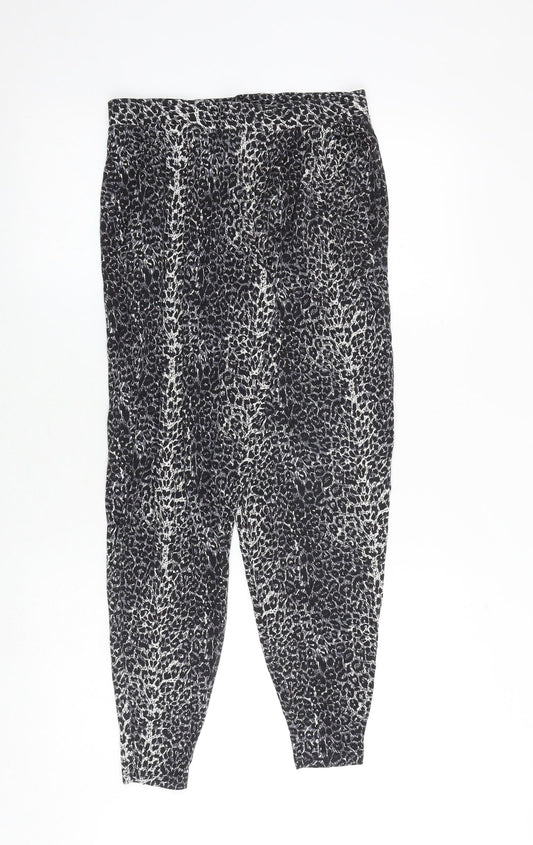 Oasis Womens Grey Animal Print Viscose Harem Trousers Size XS Regular - Leopard Print