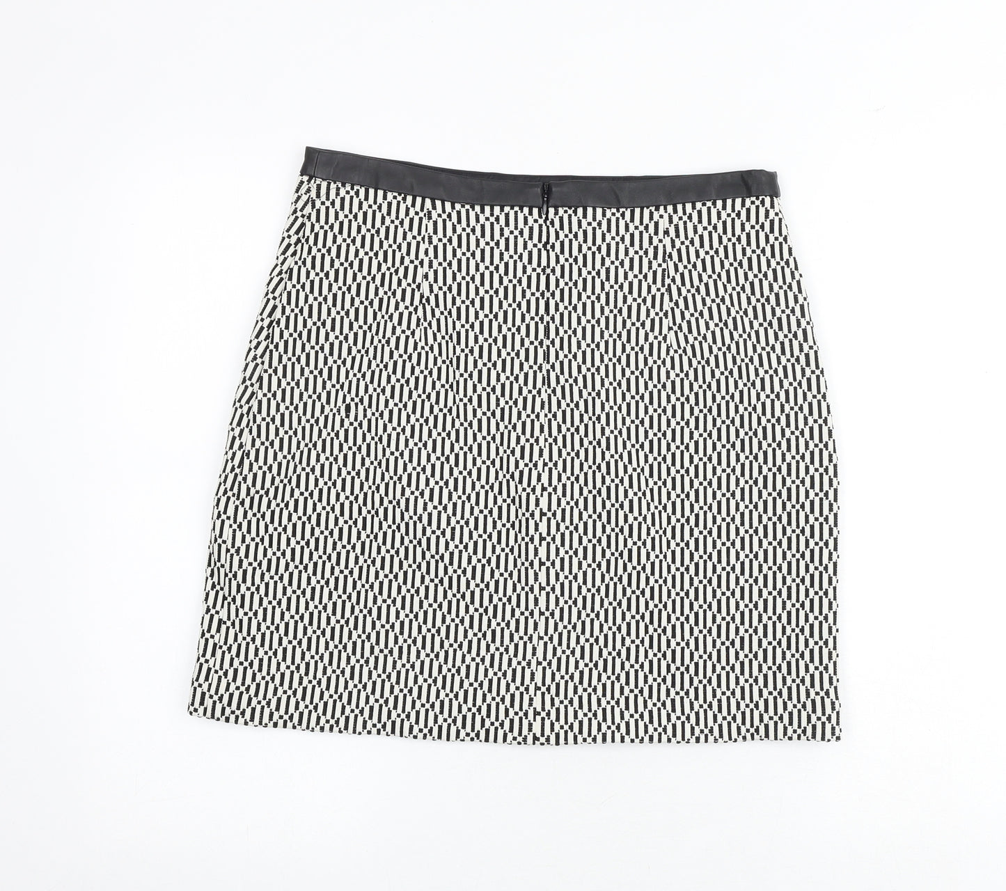 Oasis Womens Multicoloured Geometric Polyamide A-Line Skirt Size 12 Zip